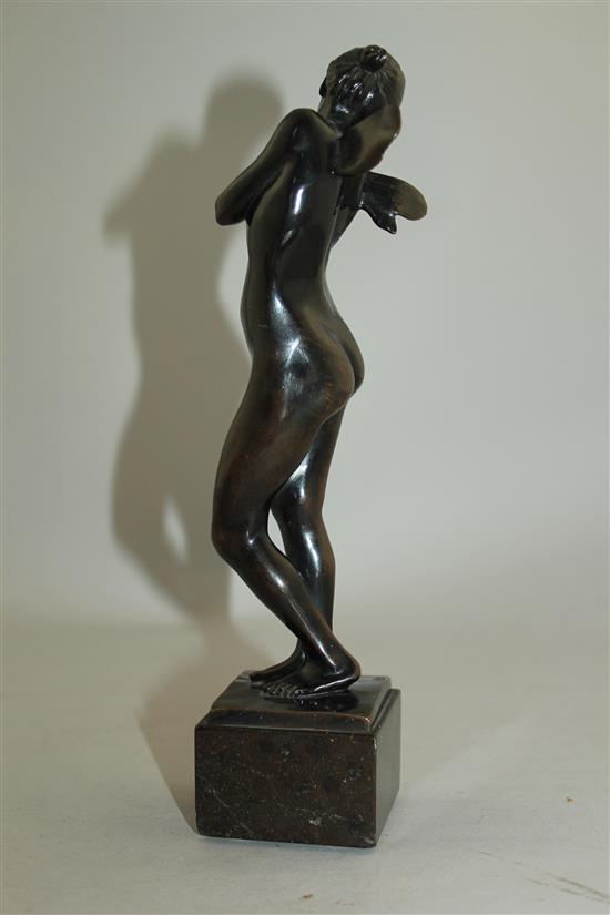 An early 20th century patinated bronze figure of Psyche, 9.5in.